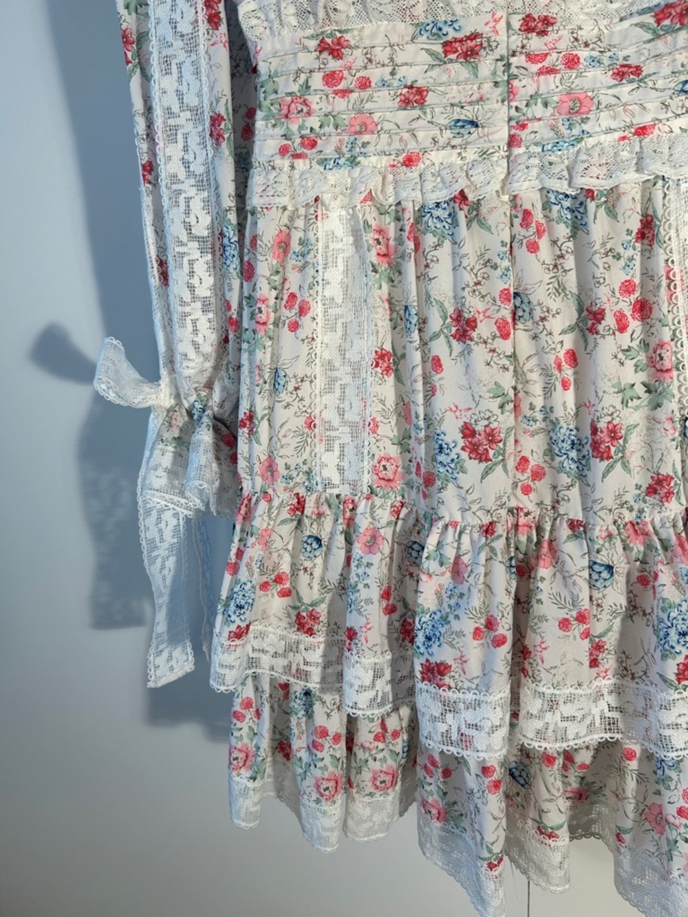 Anthropologie Stellah SZ L White Floral Dress Romantic Cottage Boho Coquette - Picture 8 of 16